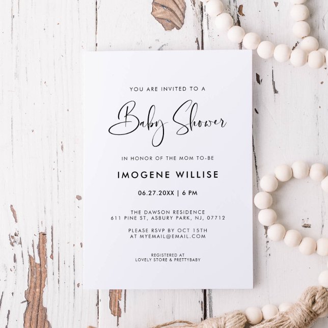 Elegant & Modern Black and White Baby shower Invitation (Creator Uploaded)