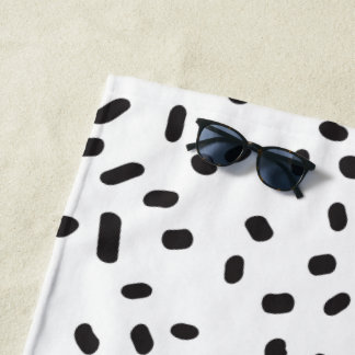 Elegant modern black and white beach towel