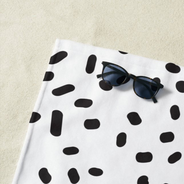 Elegant modern black and white beach towel (In Situ)