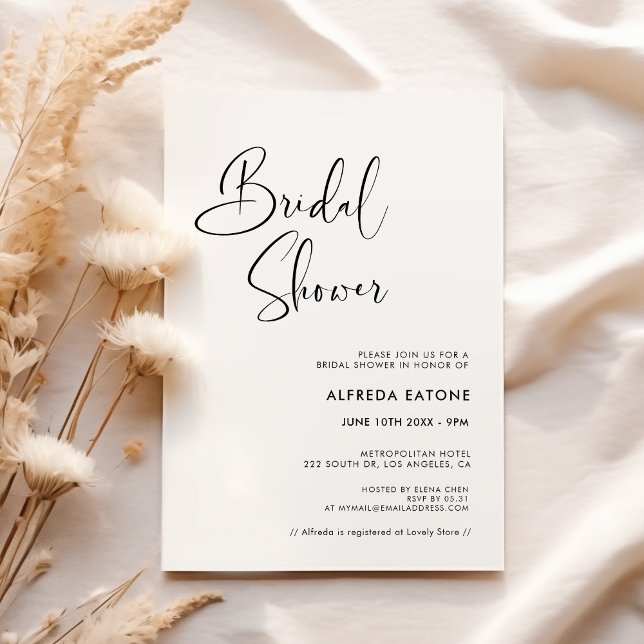 Elegant & Modern Black and White Bridal shower Invitation (Creator Uploaded)