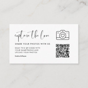 Elegant & Modern Black and White Capture the love Enclosure Card