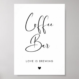 Elegant & Modern Black and White Coffee Bar sign