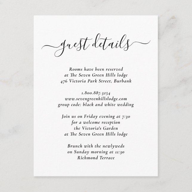 Elegant Modern Black and White Enclosure Card (Front)