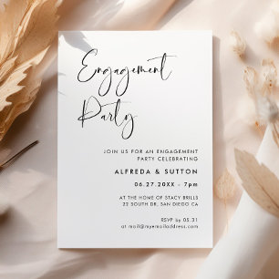 Elegant & modern black and white Engagement party Invitation
