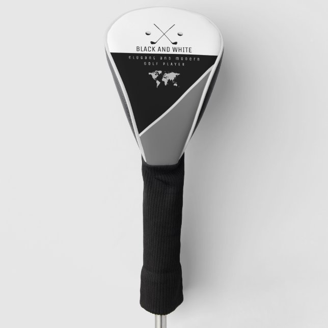 elegant modern black and white   golf head cover (Front)