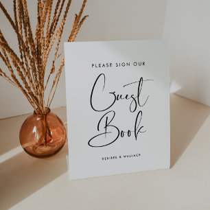 Elegant & Modern Black and White Guestbook Pedestal Sign
