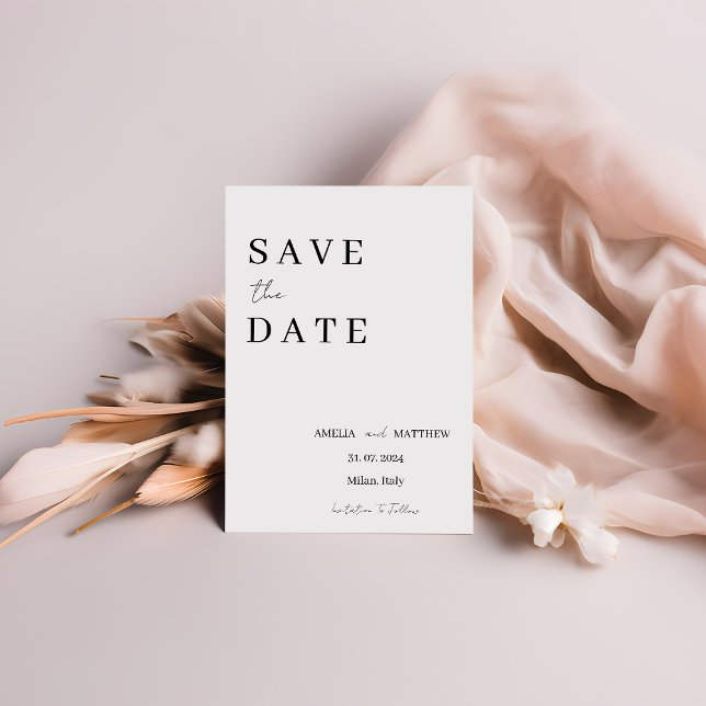 Elegant Modern Black and White Minimalist Save The Date (Creator Uploaded)