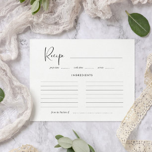 Elegant & modern black and white recipe card