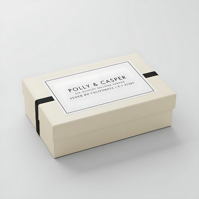  Elegant modern black and white return address lab Label (Creator Uploaded)