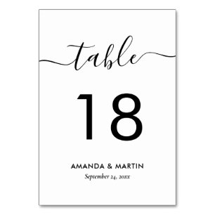 Elegant Modern Black and White Table Number Card