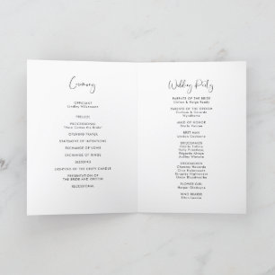 Elegant & modern black and white wedding folded program