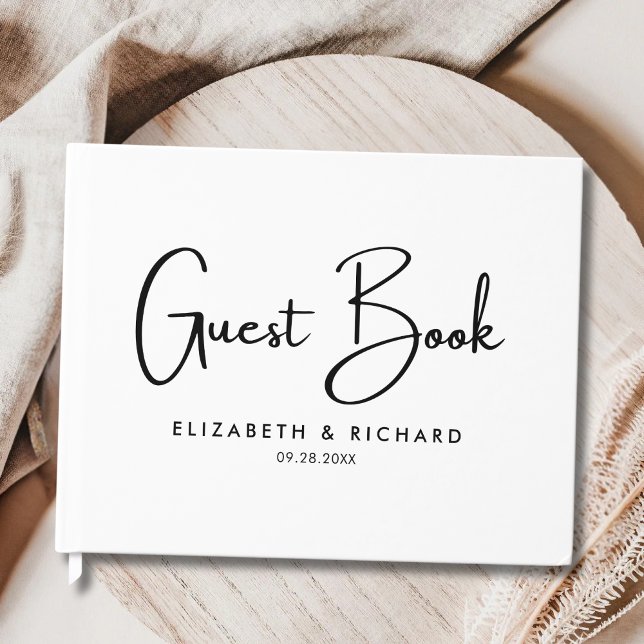 Elegant & Modern Black and White Wedding Guest Book (Creator Uploaded)