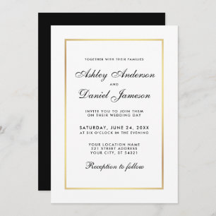 Elegant Modern Black and White Wedding Invitation