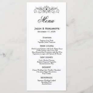 Elegant Modern Black and White Wedding Menu