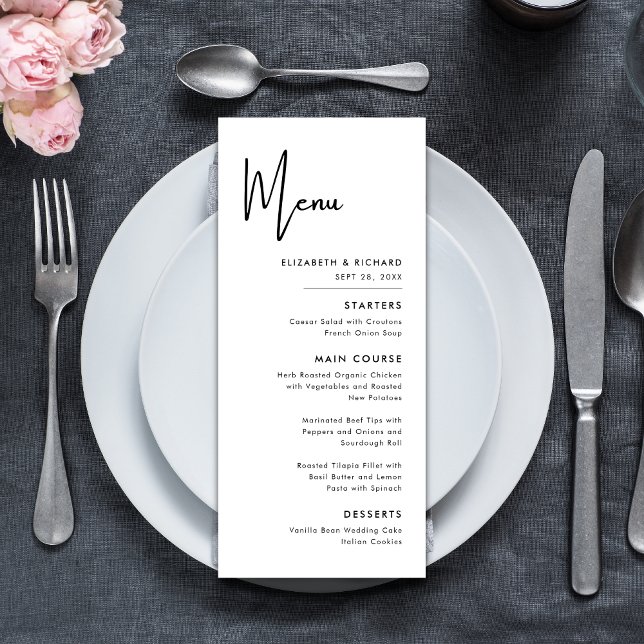 Elegant & Modern Black and White Wedding Menu (Creator Uploaded)