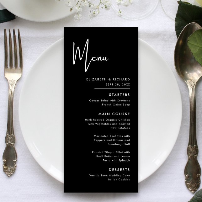 Elegant & Modern Black and White Wedding Menu (Creator Uploaded)