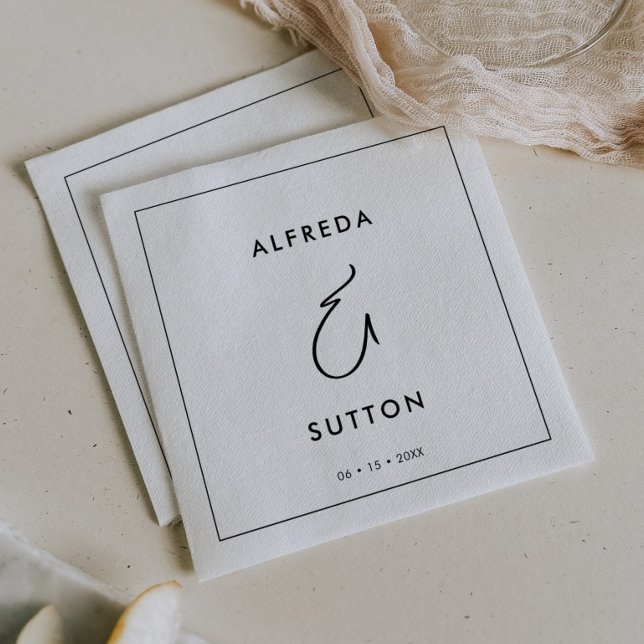 Elegant & Modern Black and White wedding Napkin (Creator Uploaded)