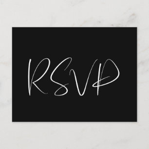 Elegant & modern black and white wedding RSVP Postcard
