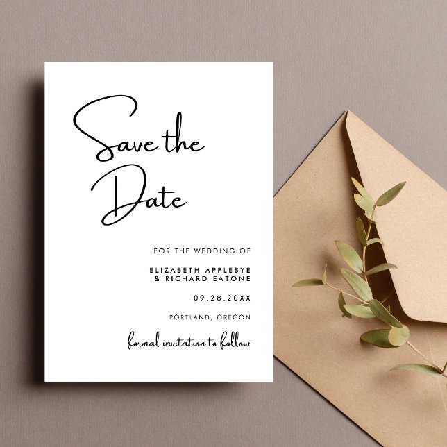 Elegant & Modern Black and White Wedding Save The Date (Creator Uploaded)