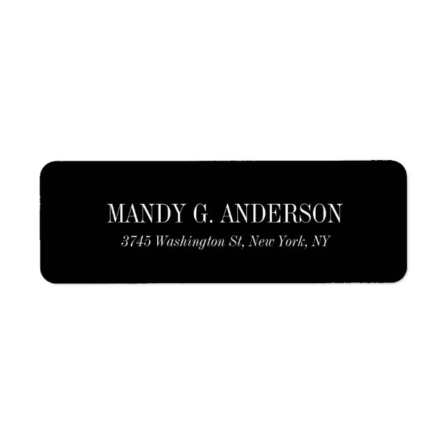 Elegant Modern Black Background Professional Return Address Label (Front)