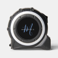 Elegant Modern Black Blue Script Monogram