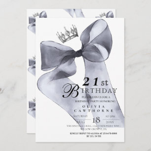 Elegant Modern Black Bow Birthday Party  Invitation