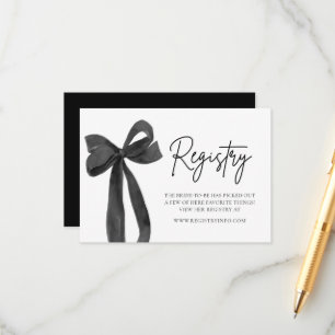 Elegant Modern Black Bow Bridal Shower Registry Enclosure Card