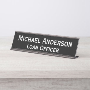 Elegant Modern Black Business Custom Office Desk Name Plate