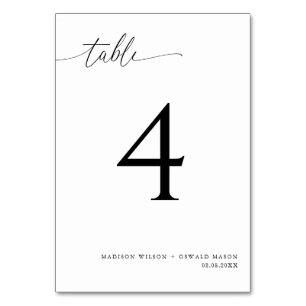 Elegant Modern Black Calligraphy Wedding 4 Table Number
