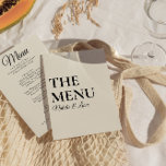Elegant Modern Black Cream Bold Retro Wedding Menu<br><div class="desc">A colourful retro funky modern bright  wedding dinner menu. Which features chic template design of boho vintage creamy ivory background and black typography . Perfect and matching with the whole suite.</div>