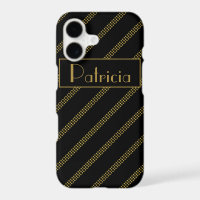 Elegant Modern Black Dotted Gold Lines