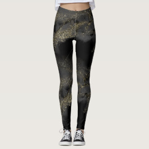 Elegant Modern Black Glitter Sparkles Gift  Leggings