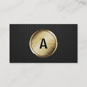 Elegant Modern Black Gold Brushed Metal Business Card