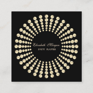 Elegant Modern,Black,Gold Diamonds Square Business Card