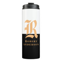 Elegant Modern Black Gold Monogrammed