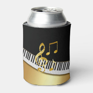 Elegant Modern Black Gold Music Notes,Piano Keys Can Cooler