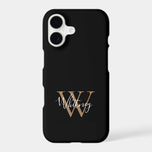 Elegant Modern Black Gold Script Monogram Name