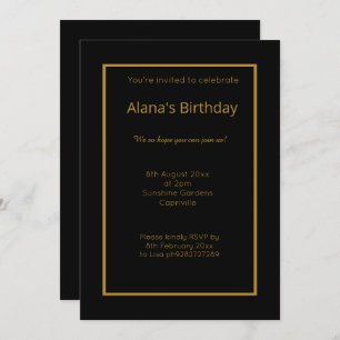ELEGANT MODERN BLACK GOLD SIMPLE ALL OCASSION INVITATION