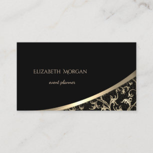Elegant Modern Black, Gold Swirls Business Card