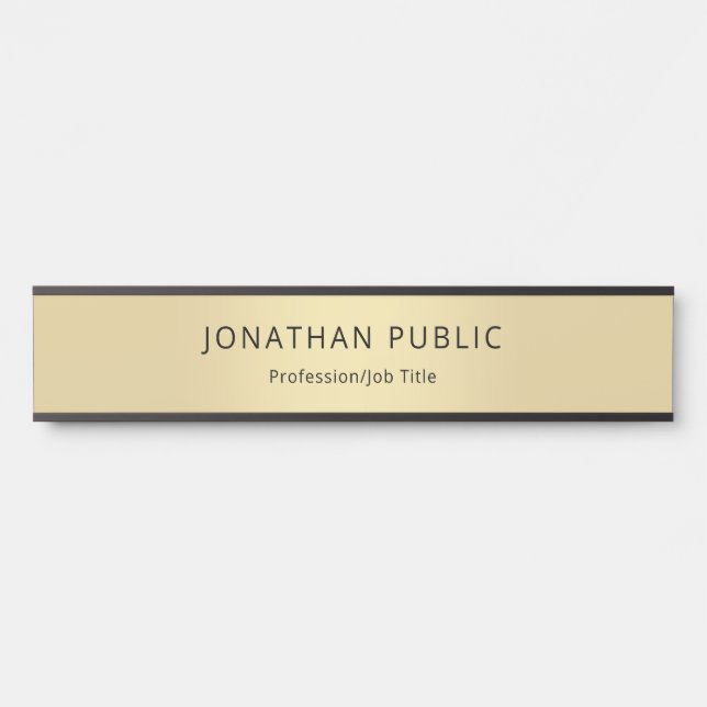 Elegant Modern Black Gold Template Professional Door Sign (Front)