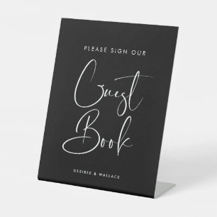 Elegant & Modern Black Guestbook Pedestal Sign