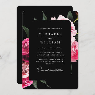 Elegant Modern Black Luxury Floral Wedding Invitation