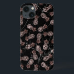 elegant modern black marble rose gold pineapple iPhone 13 case<br><div class="desc">Stylish and trendy design featuring faux rose gold pineapple pattern and black marble.</div>