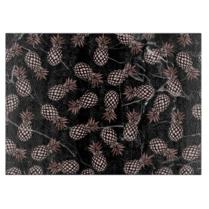 elegant modern black marble rose gold pineapple cutting board