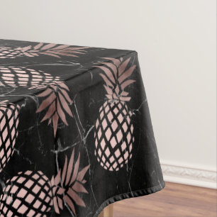 elegant modern black marble rose gold pineapple tablecloth