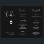 Elegant & Modern Black Menu Table number trifold<br><div class="desc">Trifold wedding menu & table number: all in one, just fold the paper sheet in 3 to get your standing menu. A modern typography and a classic black theme for your wedding stationery: choose this simple and elegant wedding suite. Fully customisable: you can change the background as well as the...</div>