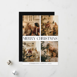 Elegant Modern Black Merry Christmas Holiday Card