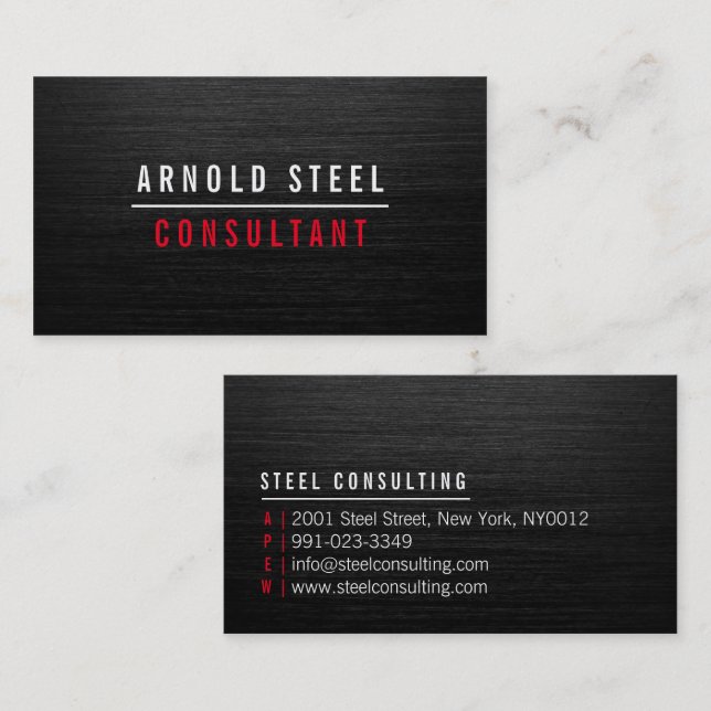 Elegant modern black metal professional plain business card (Front/Back)