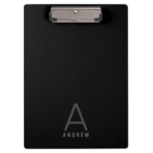 Elegant Modern Black Personalised Name Clipboard