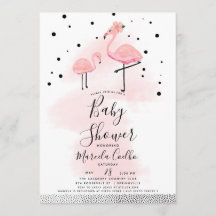 Elegant Modern Black & Pink Flamingo Baby Shower